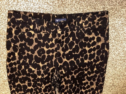 GAP Slim City womens cropped mid rise pants size 4 stretch Animal Print Brown - Picture 2 of 6