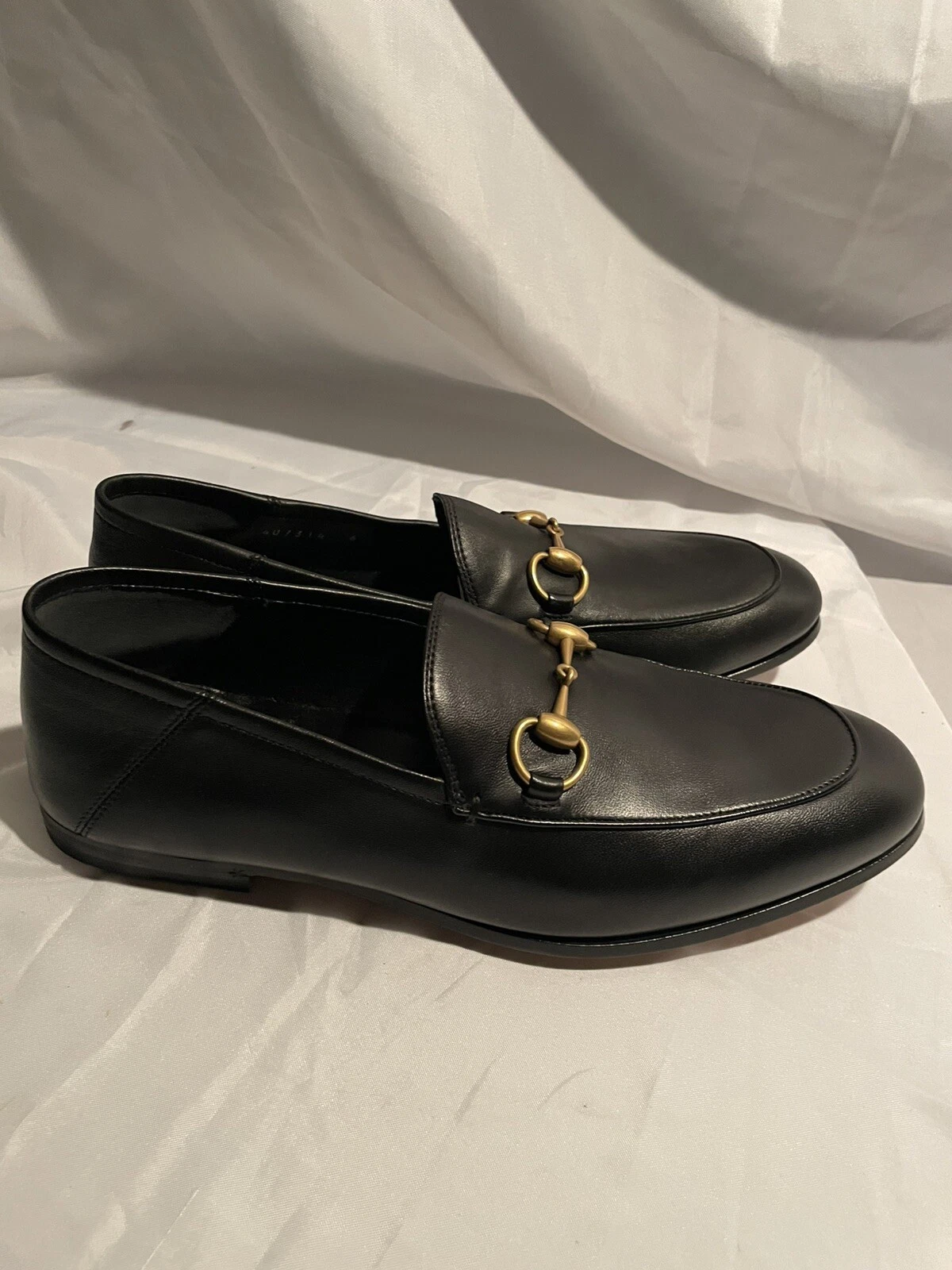 Gucci Shoes Horsebit Loafers Black Leather New #407314 Women 9 Tried On Luxury
