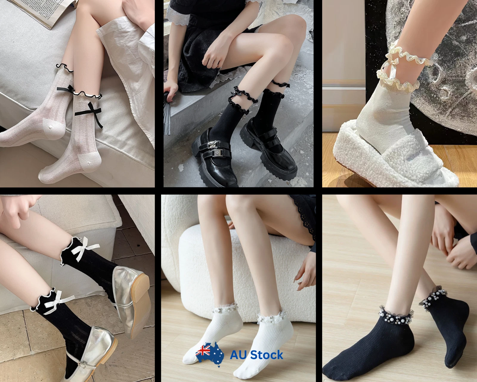 6 Pairs Women’s Lace Ruffle Socks | Sheer Mesh Ankle Socks | Cute Bow, Pearl