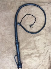 50” Inch COWHIDE BLACK LEATHER FLOGGER 7 " LONG HAND MADE SINGLE BULL WHIP