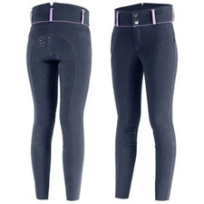 New! Youth girl's Horze Dark blue 'DANIELA' SILICONE FULL SEAT BREECHES 5 SIZES!
