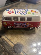 5" Kinsmart 1962 Volkswagen Classical Bus w/Decal 1:32 Diecast Love Peace Yellow