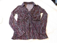 Nick Nichole Miller womens long sleeve Blouse Top Shirt S small black multi NWOT