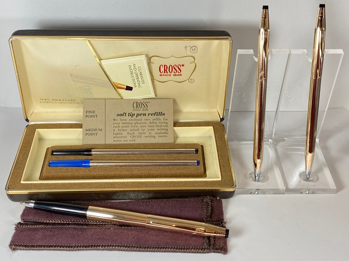 Cross 3-PIECE 14k Gold Filled BP Pen & 0.9mm Pencil & Rolling Ball