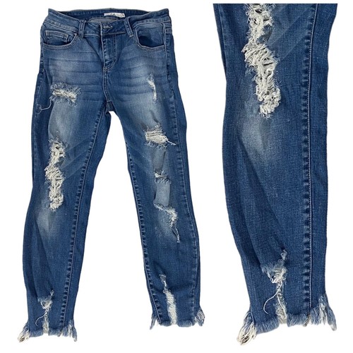 Cello Jeans Womens Size 5 Destroyed Cropped Cut Out Ankle Skinny WV74422ML-1 - Picture 5 of 17