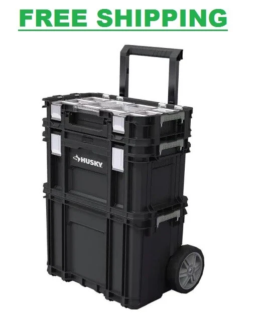 Husky 22 in Connect Rolling System Tool Box 3 Piece System Storage Tote Workshop