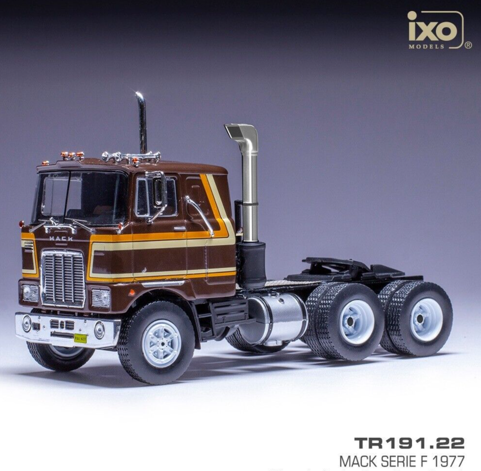 IXO 1/43 1977 Mack F Series Cabover Sleeper Semi Truck Brown IXO 1/43 1977 Mack F Series Cabover Sleeper Semi Truck Brown