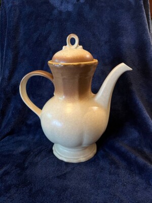 Mikasa WHOLE WHEAT E8000 Coffee Tea Pot w/Lid Brown Ivory  MCM look! Beautiful