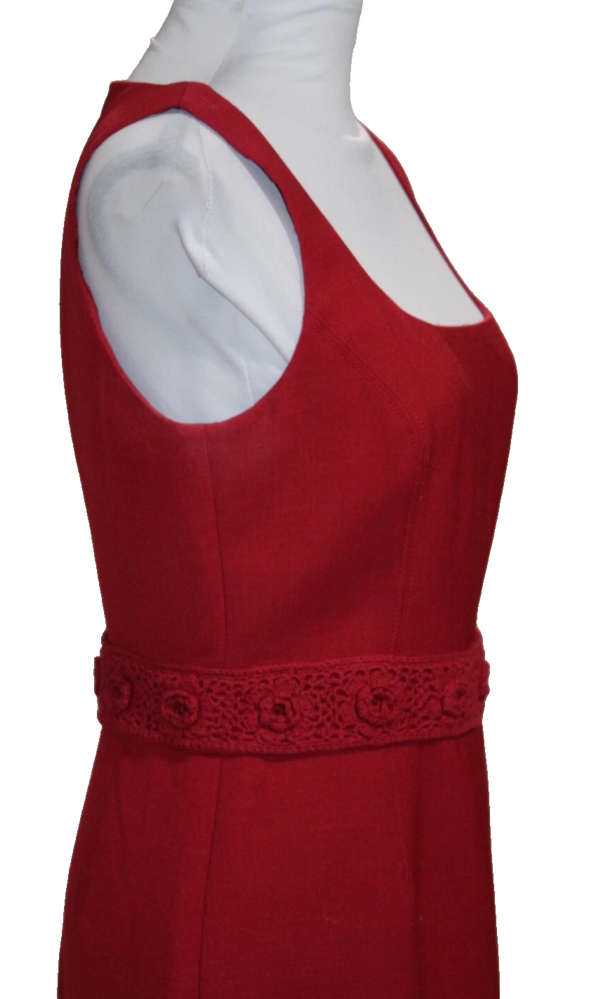 Tory Burch Mini Abito Scollo Quadrato Donna Taglia 6 Rosso Floreale Vita PRIMAVERA ESTATE