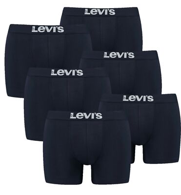 6 Pack Levis Men Solid Basic Boxers Size S - XXL Navy NEW