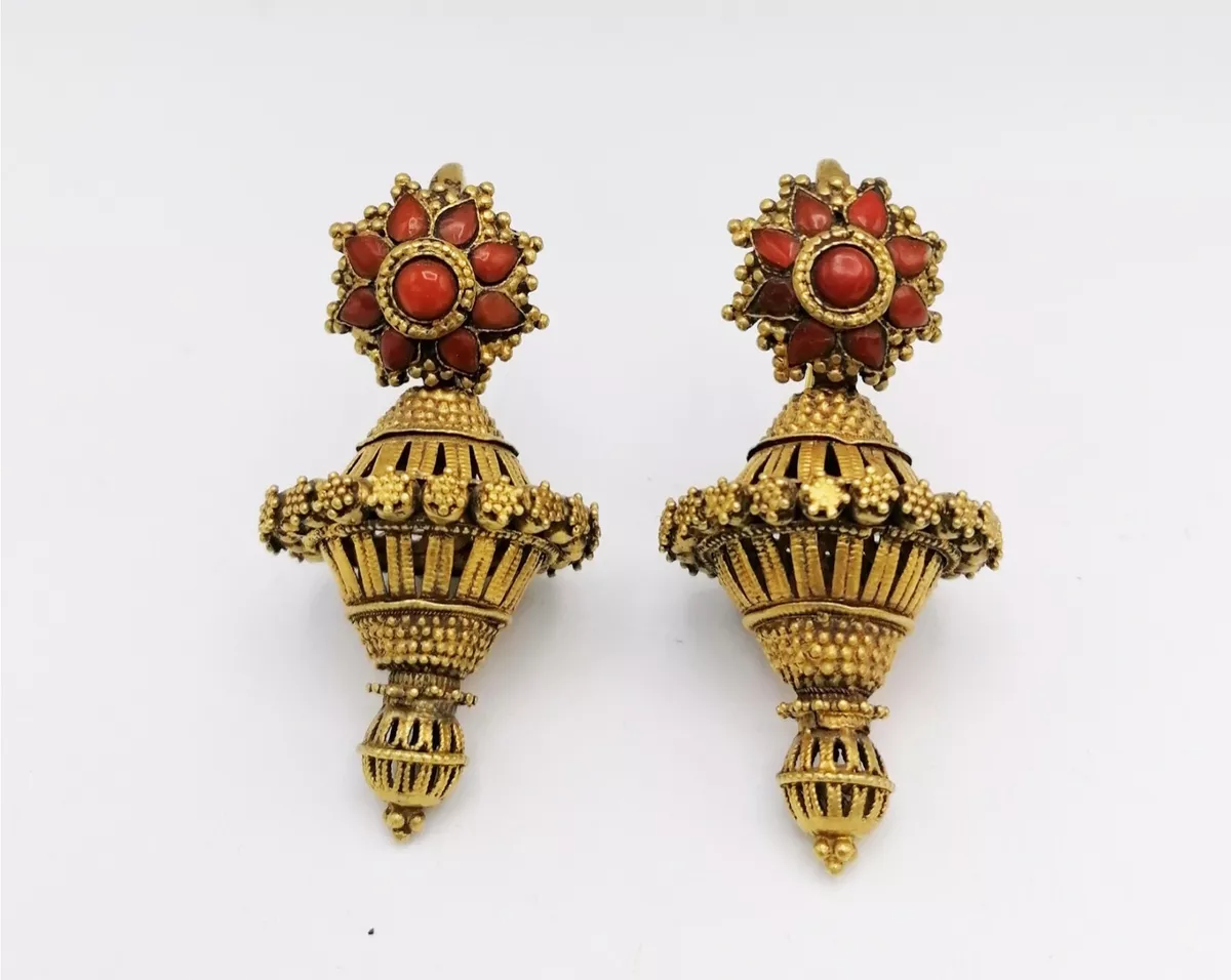 Ruby Red Stone Earrings with Pearls | Ben-Amun Jewelry