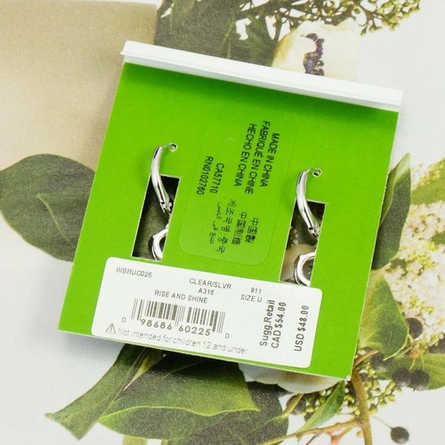 NWT Kate Spade Rise And Shine Small Round Leverback Earrings $48 Clear Silver - Picture 5 of 6