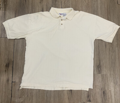 Vintage Reebok Cream Ivory Polo Golf Collared Shirt XXL 2X