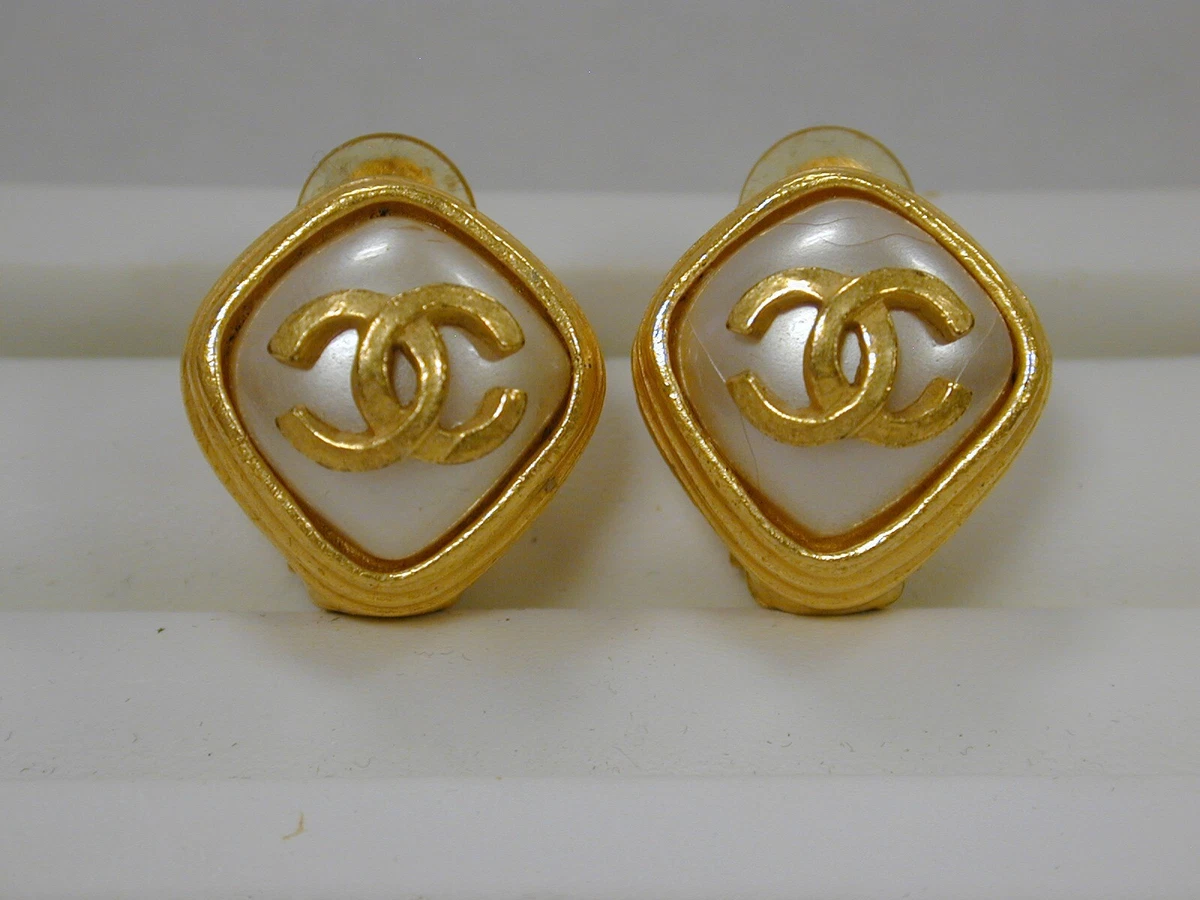 1997 CC pearl clip-on earrings