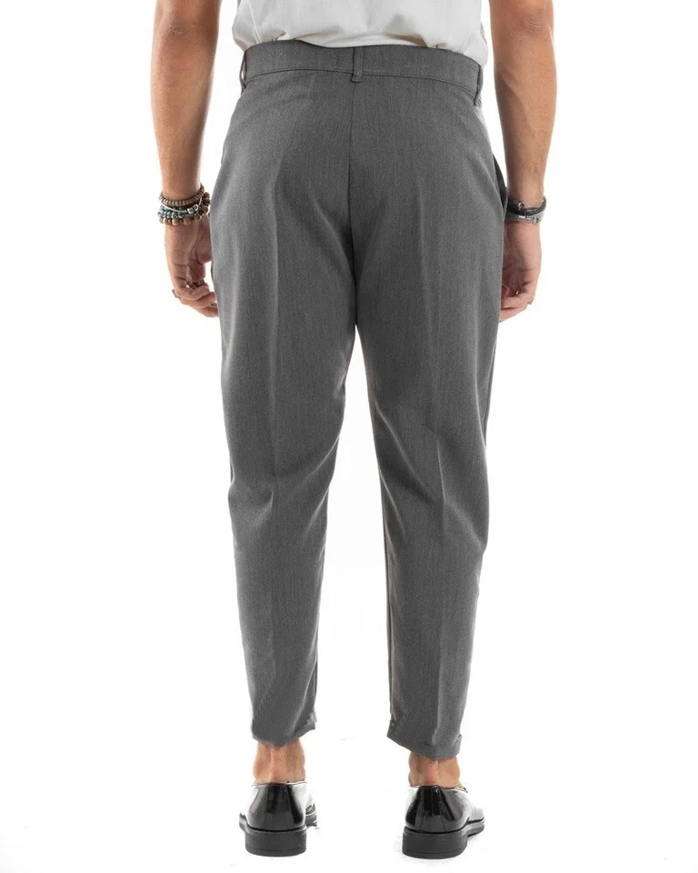 Pantaloni Uomo Invernali Eleganti Slim Fit Elasticizzati neri cavallo basso m l - Immagine 4 di 4