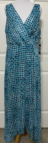 NWT Tommy Hilfiger size 12 blue white sleeveless flare maxi dress $139