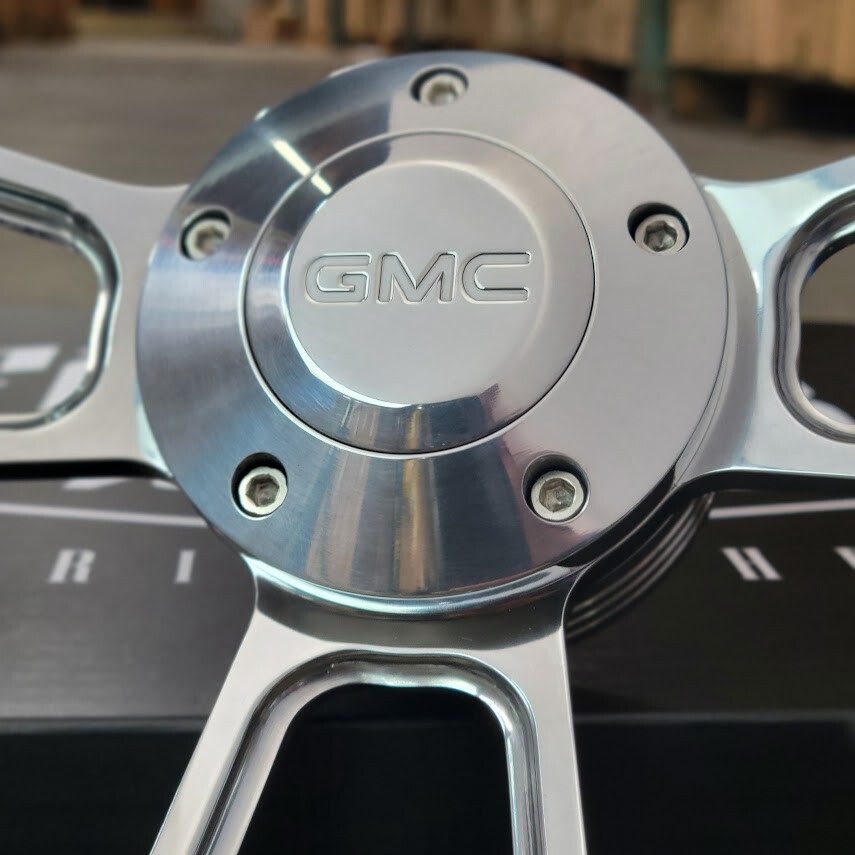 14-Inch Billet Aluminum Steering Wheel With Adapter Kit For Chevy/GM - Blue Wrap, White Spokes & Horn Button