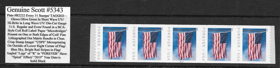 NEW in 2023-2019 FLAG #5343(CF?), 2 Different with Regular, ALL Plate B2222 - Image 2 of 4