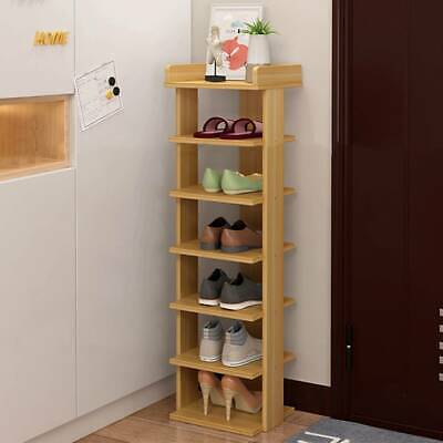 7 Tier Wooden Shoe Rack Tall Storage Shelf Unit Cabinet Organiser Footwear  Stand