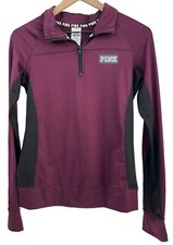 PINK Victoria's Secret Womens Size S Ultimate 1/4 Zip Pullover Sweater Wine