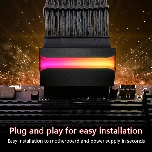5V 3Pin ARGB Aura Sync ATX 24Pin to 90 degree Connector Adapter (Black) UK