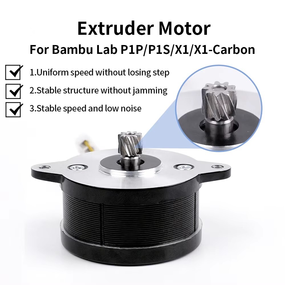 Extruder Motor w/ Gear Leads for Bambu Lab P1P/P1S/X1/X1-Carbon 3D