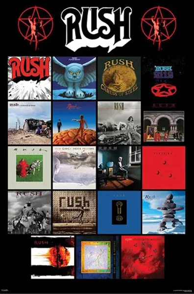 RUSH DISCOGRAPHY 19 Studio Album Covers Classic Rock Official 24x36 Wall  POSTER