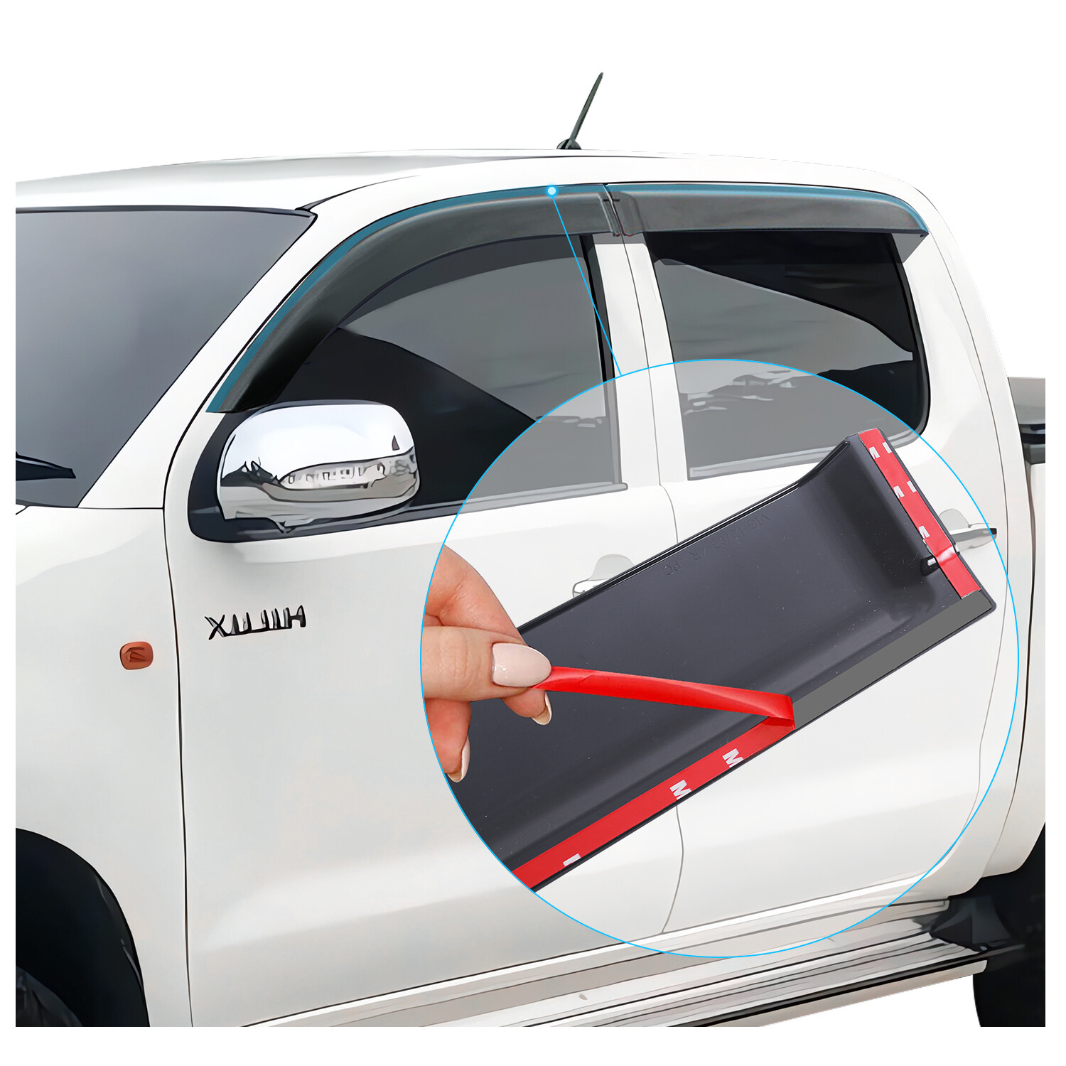 Tinted Wind Deflectors 4pcs for Toyota Hilux 20052015 D4D MK6 MK7