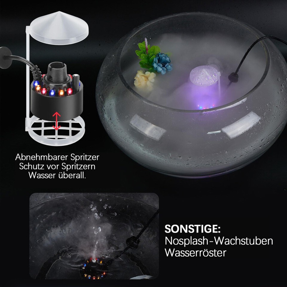 2 Stück Ultraschall-Vernebler – 5V, Mini-Nebelmaschine Für Teich, Aquarium, Deko, Mit LED
