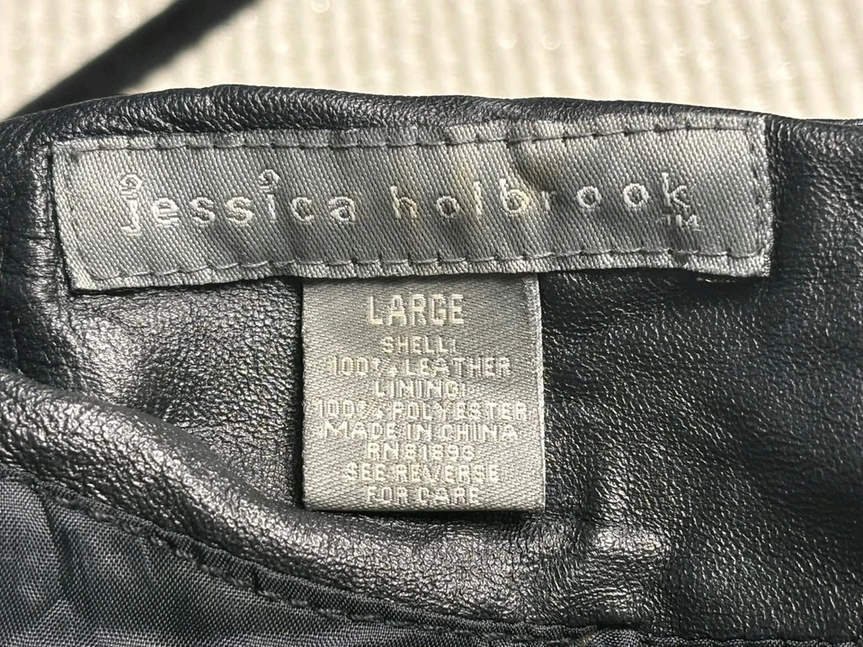 Chaqueta de motociclista Jessica Holbrook de cuero genuino para mujer talla L negra cremallera completa *LEER Foto 3 de 4