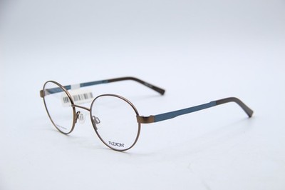 NEW FLEXON J4011 210 GUNMETAL BROWN BLUE ROUND AUTHENTIC FRAMES EYEGLASSES 47-20