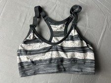 Danskin Girls White Gray Striped Sports Bra Size Small jl