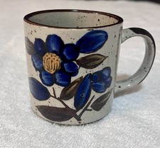 Vintage Blue Floral Speckled Stoneware Coffee...