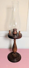 Vintage Turned Wood Candlestick Candle Holder Mid Century Hurricane EUC