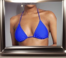 Wild Fable Women's M Medium 8-10 Bikini Top Blue Triangle Thin Strap New