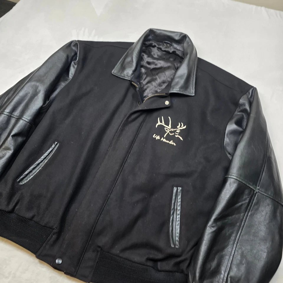 Browning Leather & Wool Jacket Mens 3XL Black Life Member Stag Classic Varsity - Image 4 of 4