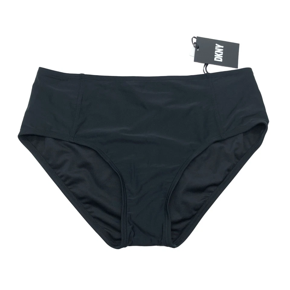 DKNY Black Bikini Bottoms High Rise 4-Way Stretch UPF 50+ Protection Size L - Image 3 of 4