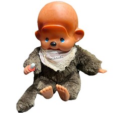 Sekiguchi Monchhichi 1974 Vintage No Hair - Baby Monkey Doll Pacifier Bib Toy