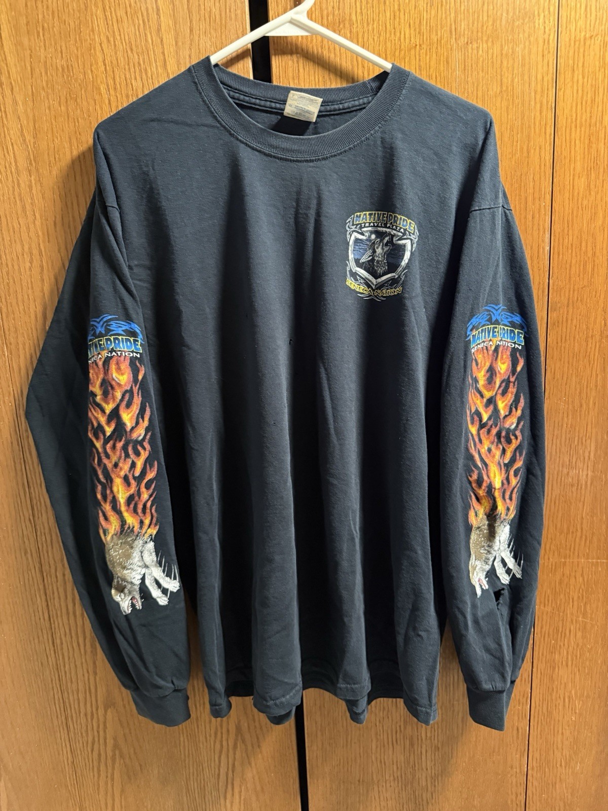 Native Pride Seneca Nation Wolf Flame Long Sleeve… - image 1