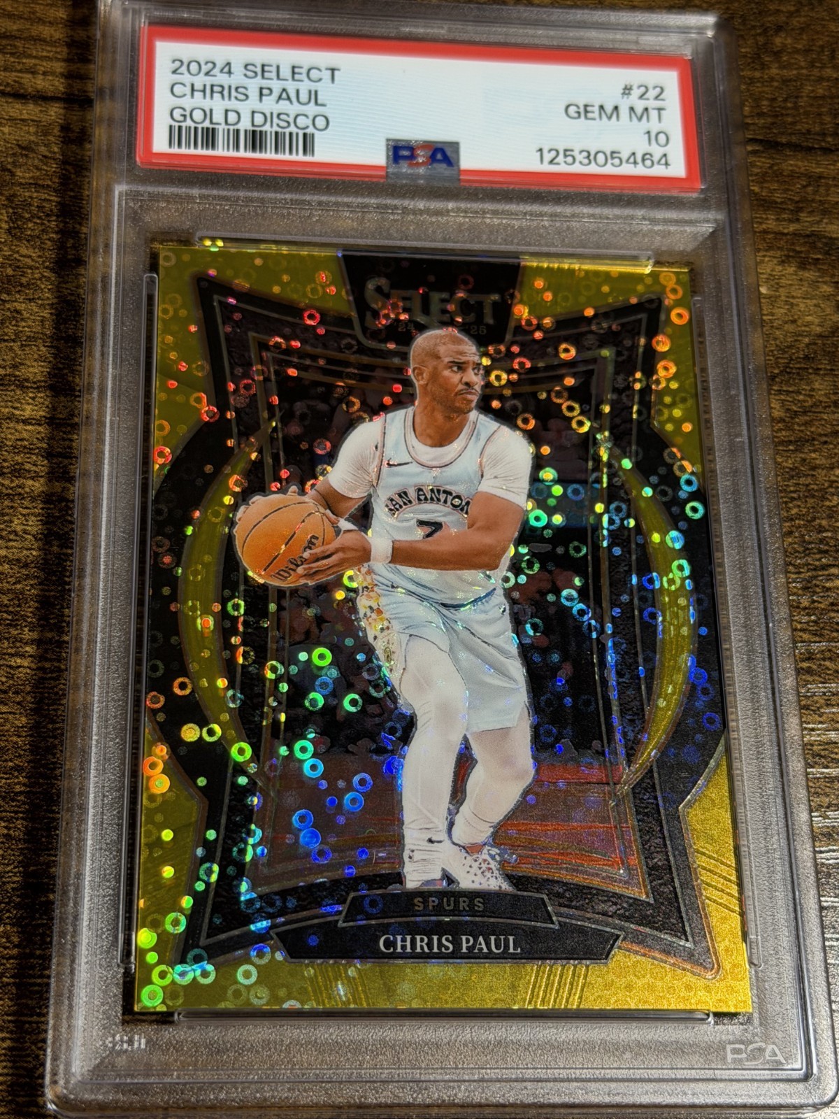 CHRIS PAUL 2024 Panini Select #22 Concourse Gold Disco Prizm /10 PSA 10