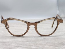 Vintage Style Cat Eye Gold/bronze Trim Eyeglasses Glasses Frames 4-5 1/2