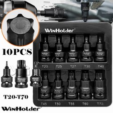 10X IMPACT TORX Star BIT Sockets Set 1/2" T20 T25 T27 T30 T40T45 T50 T55 T60 T70