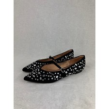 A New Day Womens Black Rhinestone Mary Jane Pointed Toe Flats Memory Foam 8.5