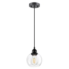 Modern Pendant Light Fixtures, Industrial Hanging Ceiling Lamp with Clear Gla...