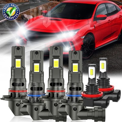 For Mitsubishi Lancer 2008-2017 Hi/Low Beam Fog Light LED Headlight Bulbs 6pcs
