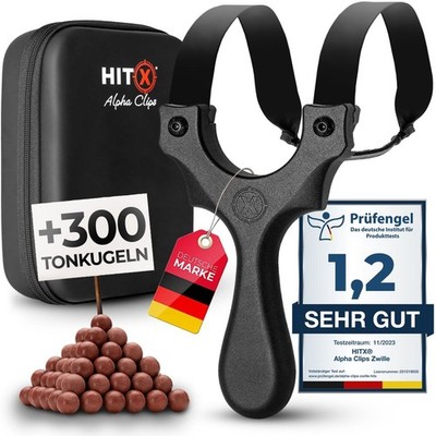 HITX Alpha Clips Bundle Set Zwille Steinschleuder Gummi + 300 Tonkugeln