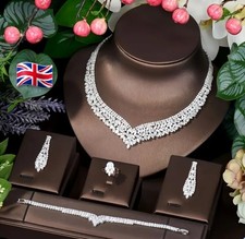 Valentine Gift for Her Wife Mum Women Necklace Jewelry Set 5 PCS Platinum Plated