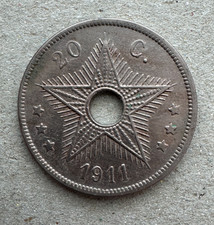 Belgian Congo, 20 Centimes, 1911, KM#19