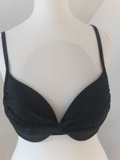Black Bikini Top 14 C Cup Underwired Pushup Matalan VGC
