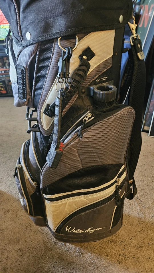 Impresionante BOLSA DE GOLF Walter Hagen negra/gris... llevar... carrito... 10 bolsillos 14 vías... Foto 3 de 4